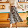 Olalook Women's Black Mink Suede Textured A-Line Skirt With Elastic Waist