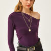 Olalook Women's Damson Asymmetric Collar Lycra Sandy Blouse