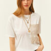 Olalook Women's Ecru Garnish T-Shirt