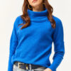 Olalook Women's Saxe Blue Collar Ragged Loose Blouse
