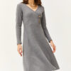 Olalook Women's Smoky Button Detail Double Breasted Midi A-Line Dress