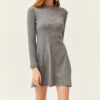 Olalook Women's Smoky Crew Neck Skirt Flared Ribbed Dress
