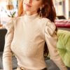 Olalook Women's Stone Princess Sleeve Lycra Blouse