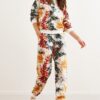 Olalook Women's White Leopard Basic Tracksuit