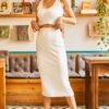 Olalook Women's White Top and Bottom Lycra Camisole Set