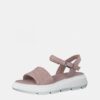 Old Pink Leather Patterned Sandals on The Tamaris Platform - Women