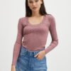 Old Pink Women's Ribbed Lightweight Sweater JDY Plum - Ladies
