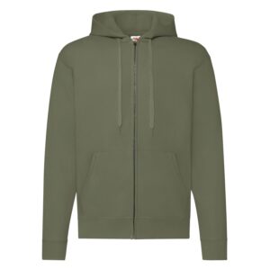 Olive Zippered Hoodie Classic Fruit of the Loom