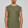 Olive sleeveless T-shirt with open brim