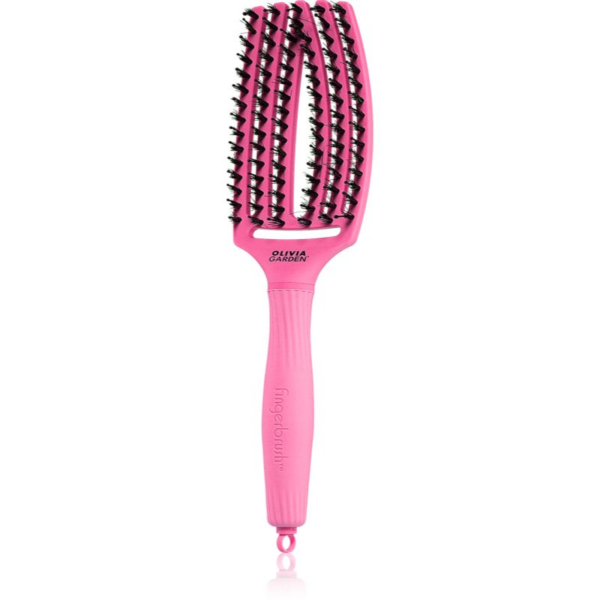 Olivia Garden Fingerbrush Boar & Nylon hajkefe nejlon- és vaddisznósörtékkel Bubble Pink 1 db