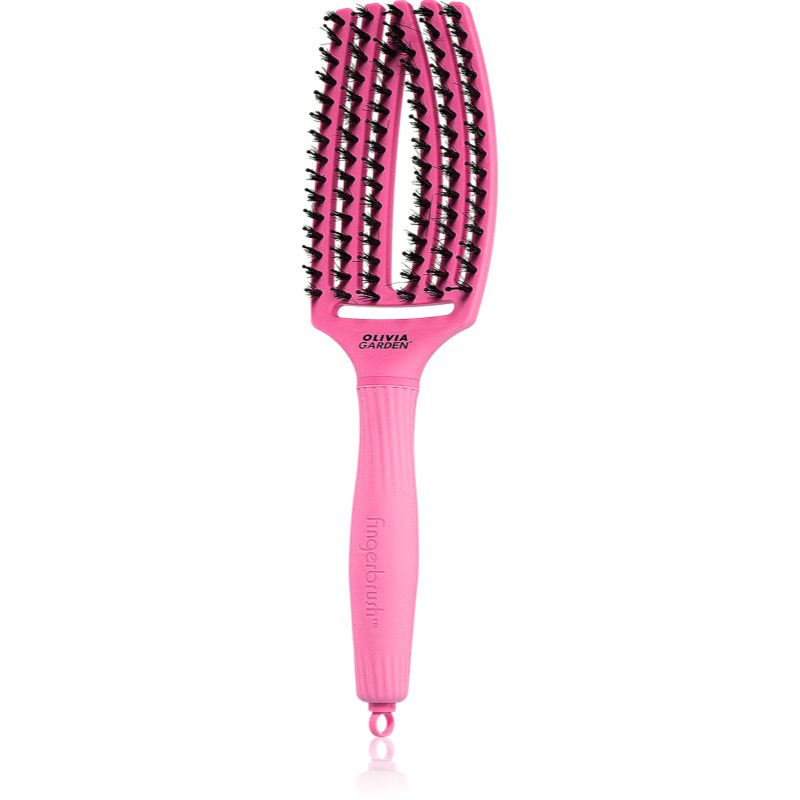Olivia Garden Fingerbrush Boar & Nylon hajkefe nejlon- és vaddisznósörtékkel Bubble Pink 1 db