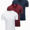 Ombre BASIC men's V-neck cotton T-shirt set - white/green/maroon
