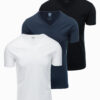 Ombre BASIC men's V-neck cotton t-shirt set - black/white/blue