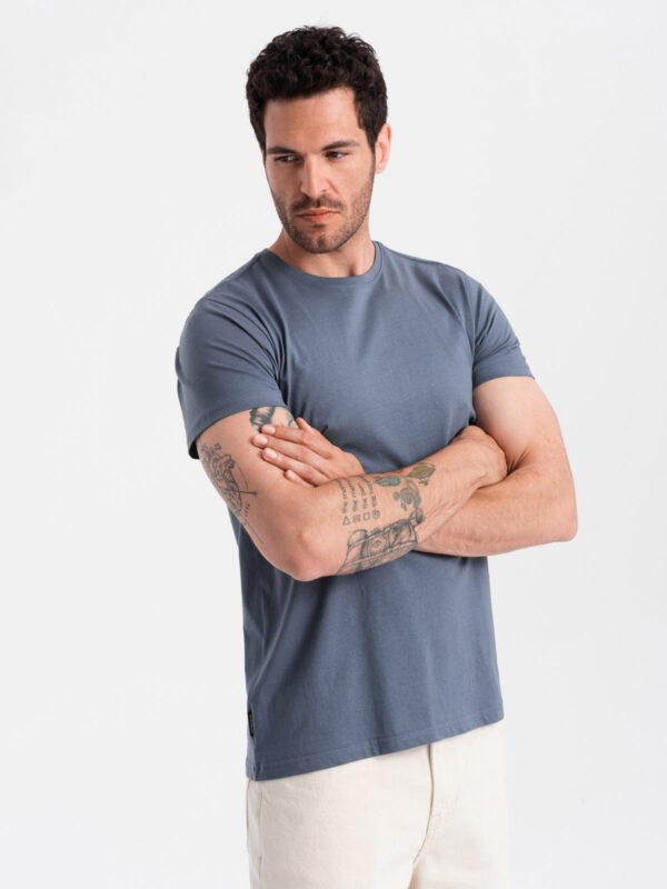 Ombre BASIC men's classic cotton T-shirt - dark blue