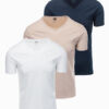 Ombre BASIC men's cotton V-neck T-shirt set - white/sand/green