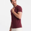 Ombre BASIC men's cotton classic tee shirt with a v-neck - maroon