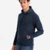 Ombre BASIC men's cotton kangaroo hooded sweatshirt - navy blue