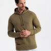 Ombre BASIC men's cotton kangaroo hooded sweatshirt - olive