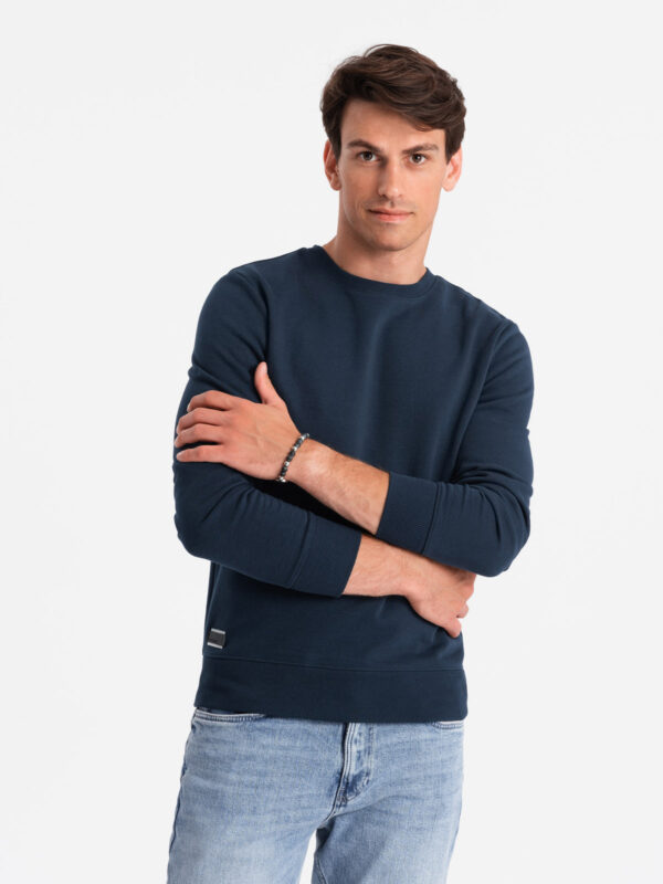Ombre BASIC men's cotton non-stretch sweatshirt - navy blue Ombre BASIC men's cotton non-stretch sweatshirt - navy blue