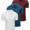 Ombre BASIC men's cotton polo t-shirt set - white/maroon/dark blue