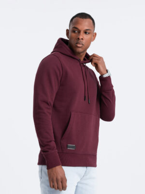 Ombre BASIC men's cotton sweatshirt kangaroo hoodie - maroon Ombre BASIC men's cotton sweatshirt kangaroo hoodie - maroon