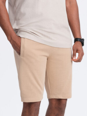 Ombre BASIC men's cotton sweatshorts - beige Ombre BASIC men's cotton sweatshorts - beige