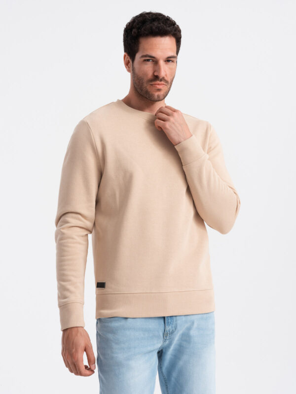 Ombre BASIC men's non-stretch cotton sweatshirt - beige Ombre BASIC men's non-stretch cotton sweatshirt - beige