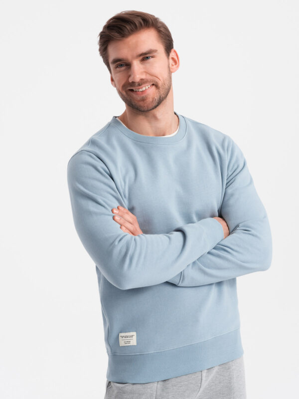 Ombre BASIC men's sweatshirt with round neckline - blue Ombre BASIC men's sweatshirt with round neckline - blue