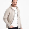 Ombre BASIC men's unbuttoned hooded sweatshirt - light beige