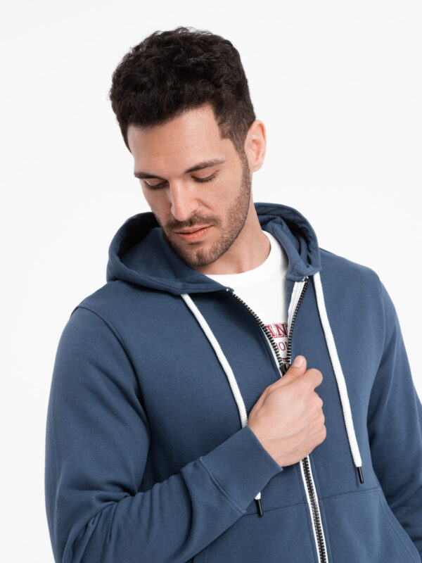 Ombre BASIC men's unbuttoned hooded sweatshirt - navy blue Ombre BASIC men's unbuttoned hooded sweatshirt - navy blue