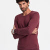Ombre BASIC men's viscose classic sweater with round neckline - maroon