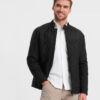 Ombre BIKER men's insulated jacket quilted in a diamond pattern - black