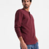 Ombre Button up neck men's waffle knit longsleeve - maroon