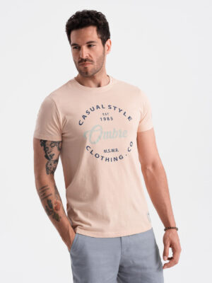 Ombre Casual Style men's printed t-shirt - light pink Ombre Casual Style men's printed t-shirt - light pink