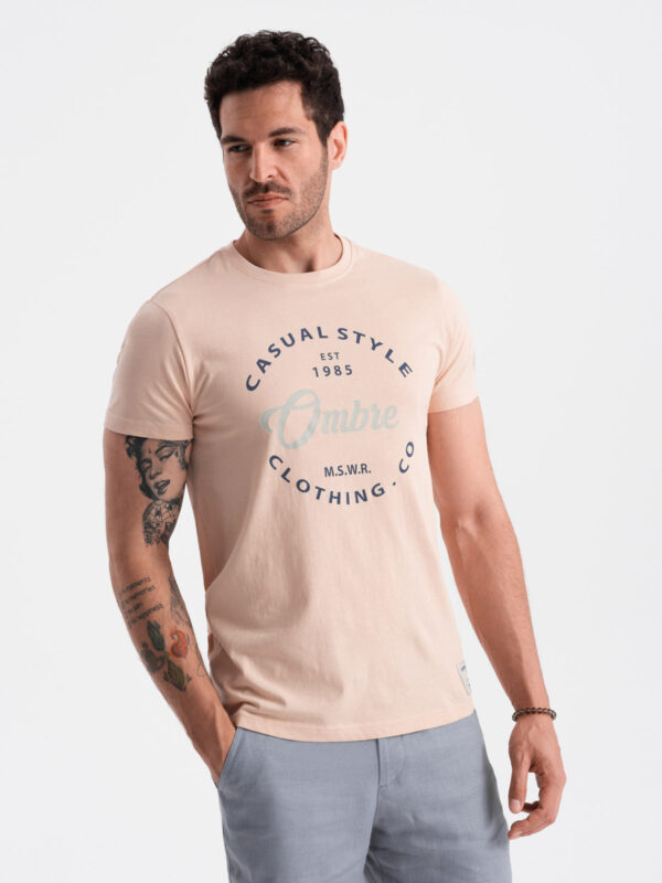 Ombre Casual Style men's printed t-shirt - light pink