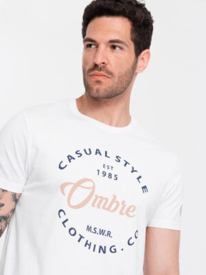Ombre Casual Style men's printed t-shirt - white