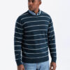 Ombre Casual men's sweater with horizontal stripes - navy blue