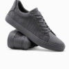 Ombre Casual one-color men's sneakers with combined materials - gray