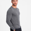Ombre Classic BASIC men's viscose sweater with round neckline - grey melange
