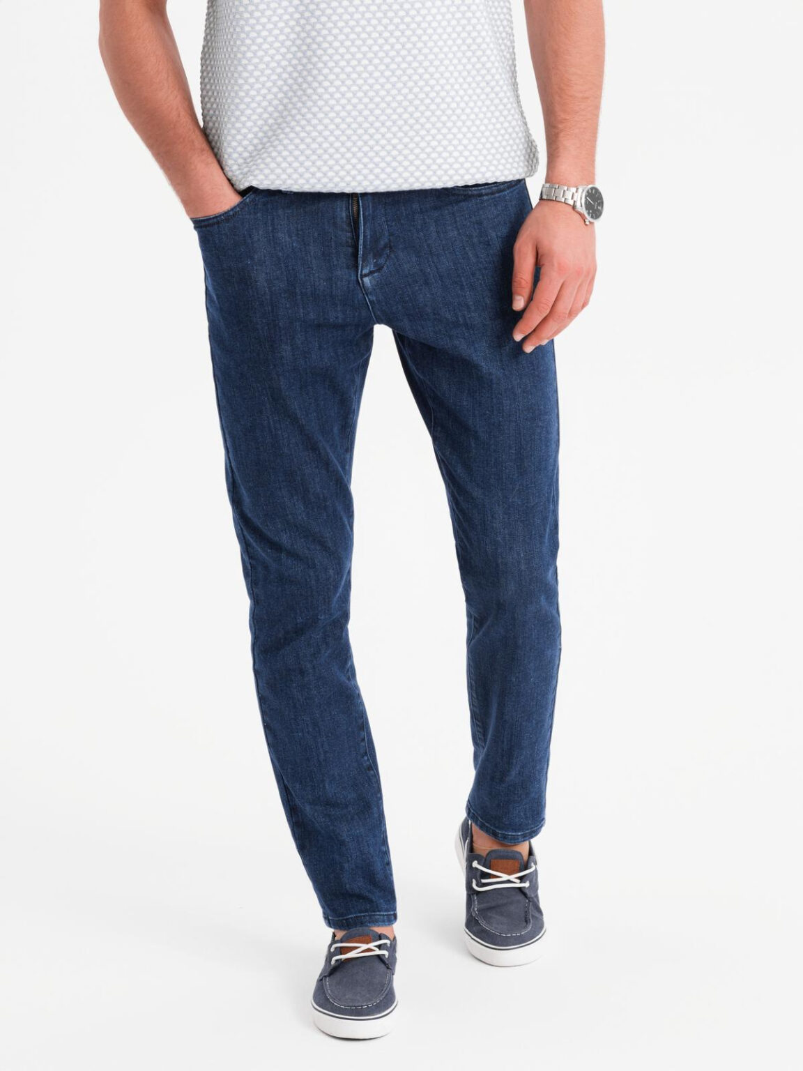 Ombre Classic men's SLIM FIT jeans with elastane - dark blue