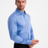 Ombre Classic men's SLIM FIT satin fabric shirt - blue