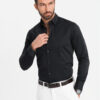 Ombre Classic men's SLIM FIT shirt in satin fabric - black