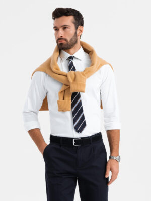 Ombre Classic men's SLIM FIT shirt in satin fabric - white