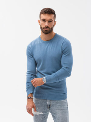 Ombre Classic men's sweater with round neckline - light blue