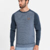 Ombre Cotton men's sweater with patch and raglan sleeves - navy blue
