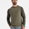 Ombre Cotton men's sweater with patch and raglan sleeves - olive
