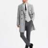 Ombre Elegant double-breasted men's herringbone coat - grey
