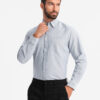 Ombre Elegant men's oxford shirt with embroidery and pocket - light grey