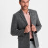 Ombre Elegant men's plaid blazer with wool blend - grey