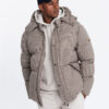 Ombre High padded puffer jacket with pattern - brown
